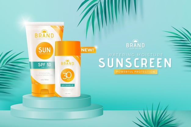 Detailed sunscreen bottle promo