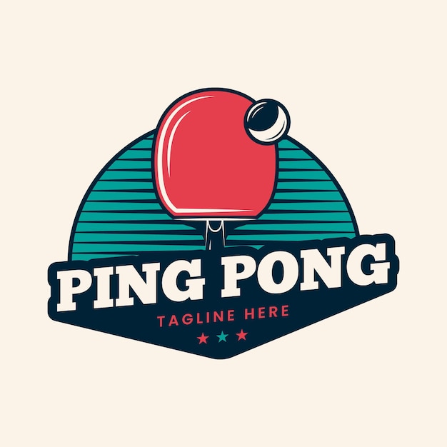 Stile dettagliato del logo di ping pong