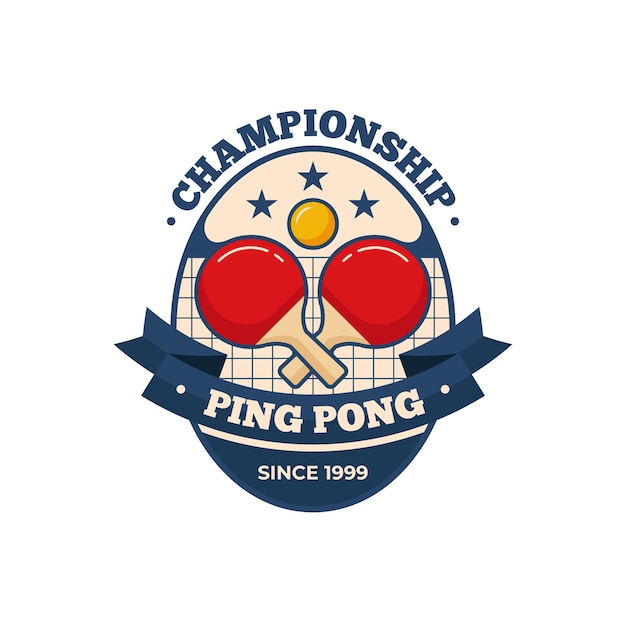 Vettore gratuito modello dettagliato di logo di ping-pong