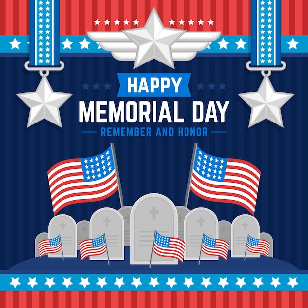 Free vector detailed usa memorial day illustration