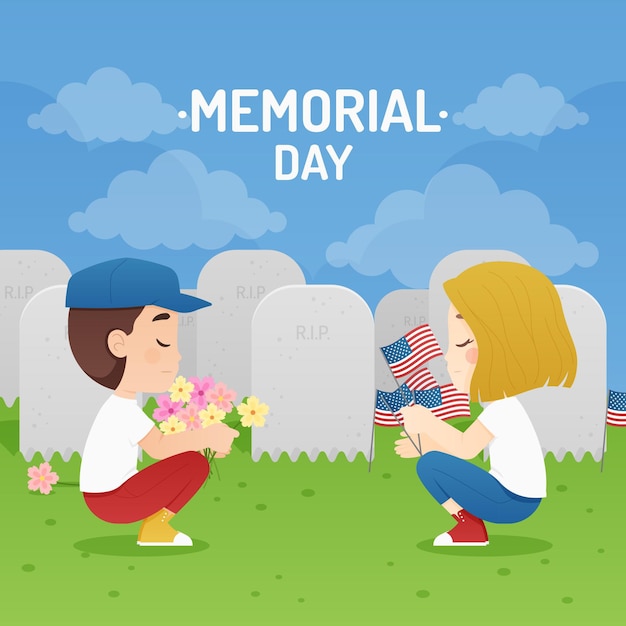 Detailed usa memorial day illustration