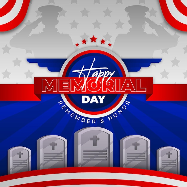 Illustrazione dettagliata del memorial day degli stati uniti