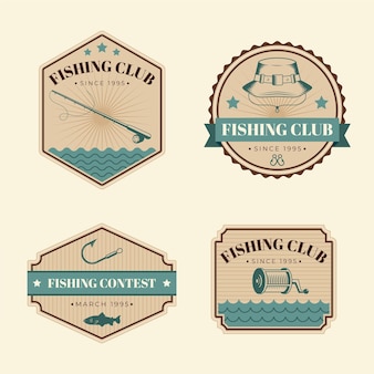 Detailed vintage fishing badge collection