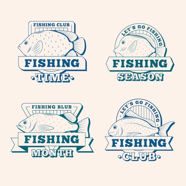 Подробный набор старинных рыболовных значков