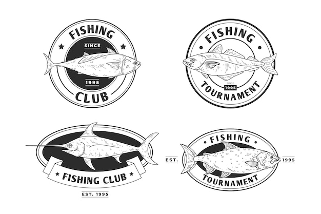 Detailed vintage fishing badges