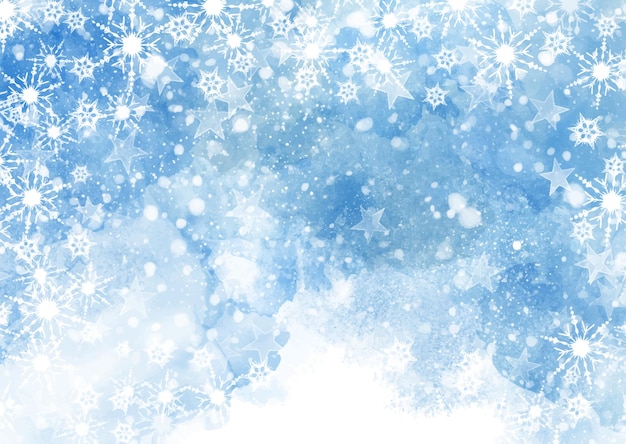 Detailed watercolor Christmas snowflake background