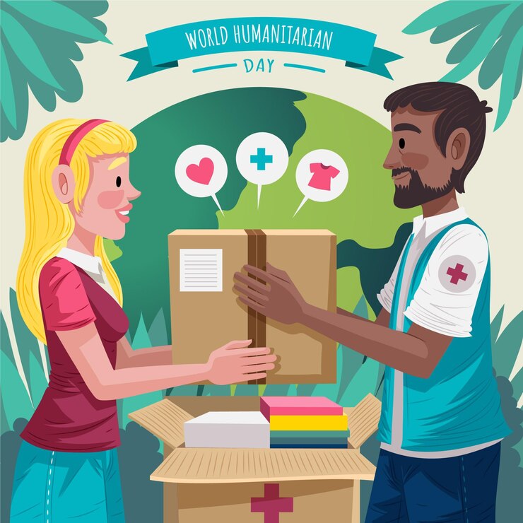 मुफ़्त वेक्टर detailed world humanitarian day illustration