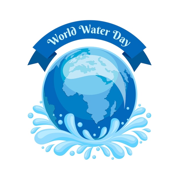 Detailed world water day illustration with planet earth