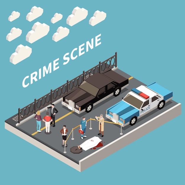 Иллюстрация места преступления детектива Premium векторы
