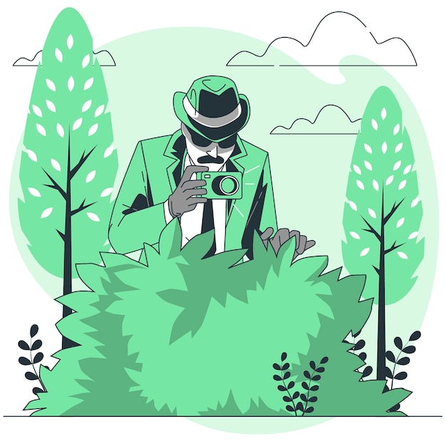 Free vector detective hiding concept illustration