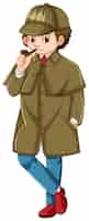 Бесплатное векторное изображение Детектив в коричневом пальто курительная трубка