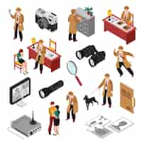 Vettore gratuito detective isometric set