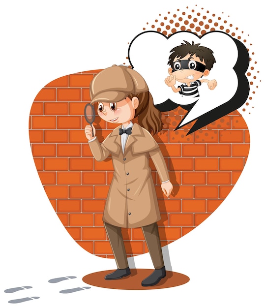 Free vector detective looking for clues in template