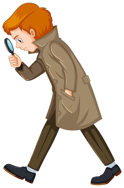 Free vector detective man with magnifying glass