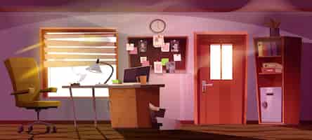 Бесплатное векторное изображение Интерьер офиса детектива в стиле нуар полиции
