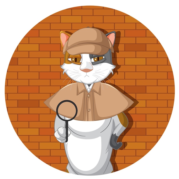 Free vector detective wearing brown overcoat on white background