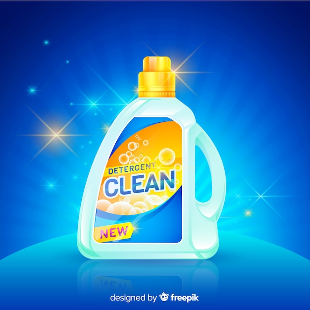 Free vector detergent advertisement with realistic design