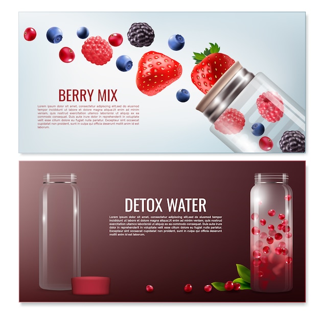 Vettore gratuito detox bevande banner orizzontali