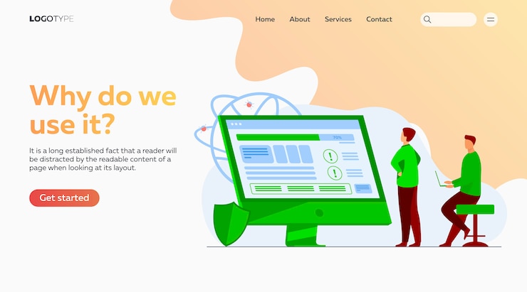Free Vector developers testing software landing page template