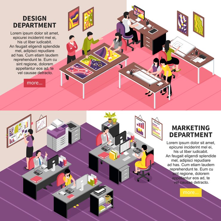 Free Vector development company isometric banners