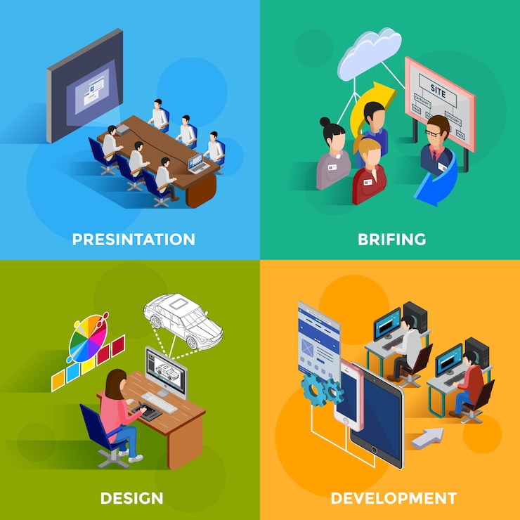 Free Vector  development isometric design concept  
