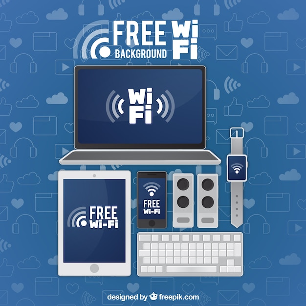 Vettore gratuito sfondo del dispositivo con wifi libera