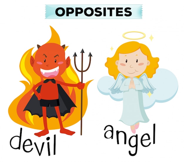 Free vector devil and angel characters on white illustration