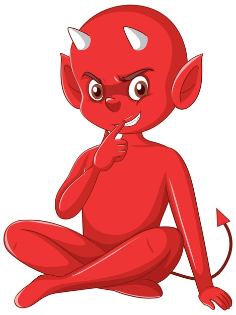 Дьявол мультипликационный персонаж на белом фоне