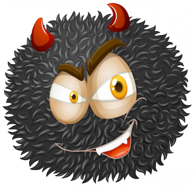 Free vector devil face on fluffy ball