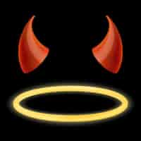 無料ベクター 悪魔の角と天使の光輪。
