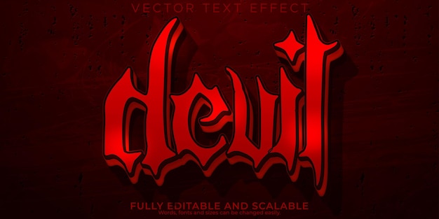 Бесплатное векторное изображение Текстовый эффект дьявольского ужаса, редактируемая кровь и страшный стиль текста
