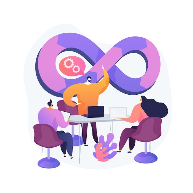 Vettore gratuito illustrazione di concetto astratto del team devops