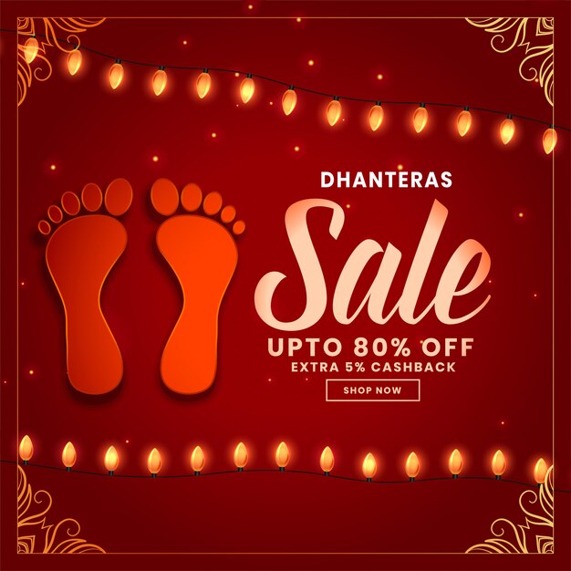 Dhanteras sale background with footprint