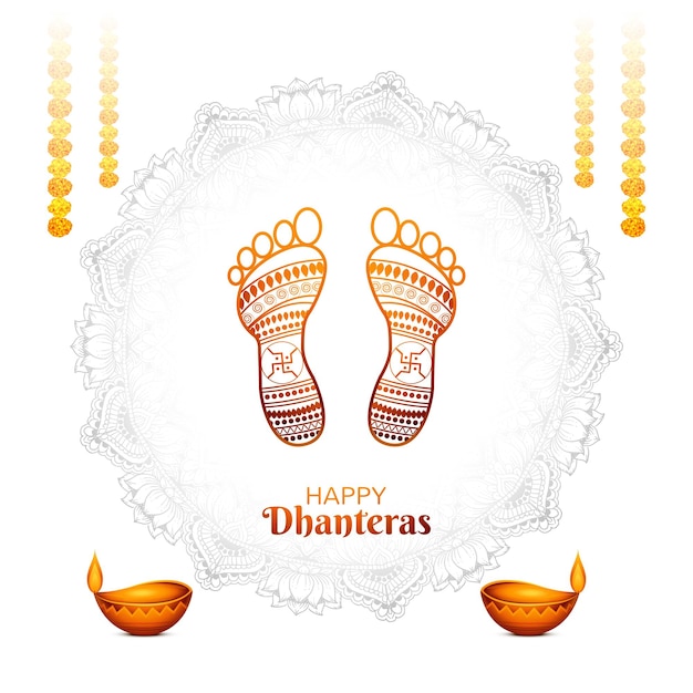 Dhanteras con lo sfondo della carta della dea maa lakshmi