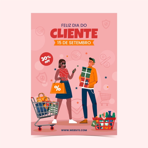 Vettore gratuito modello di poster dia do cliente