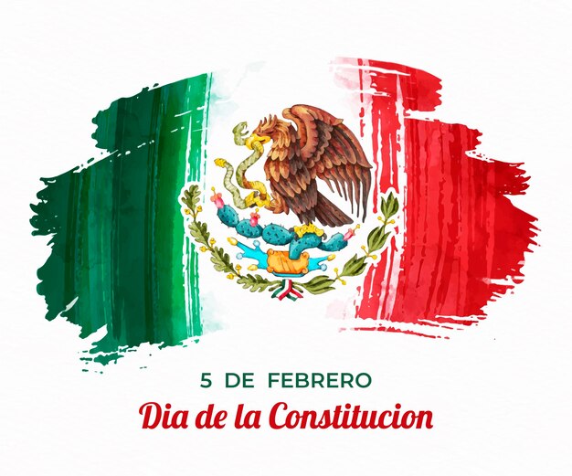 Día de la constitución с акварельным флагом
