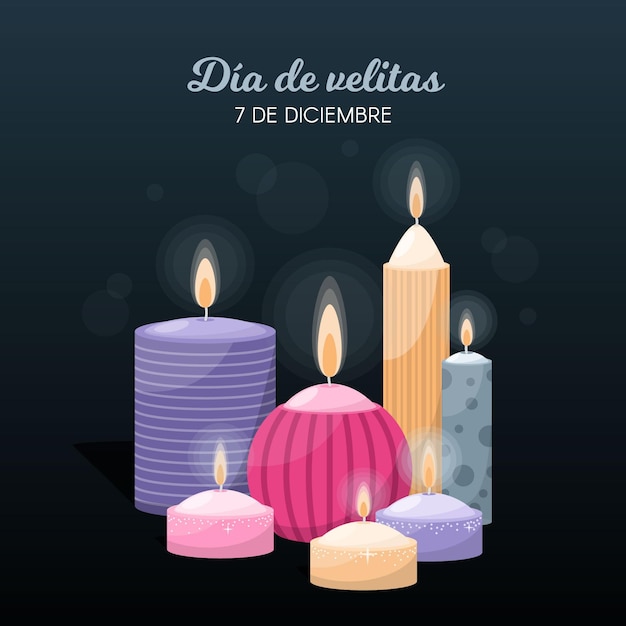 Vettore gratuito día de las velitas celebrazione design piatto