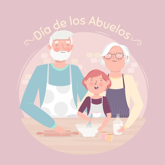 조부모와 함께 Dia de los abuelos 그림