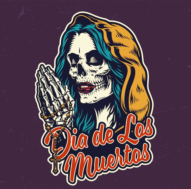 Dia De Los Muertos colorful badge