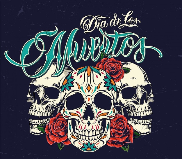 Dia De Los Muertos красочная концепция