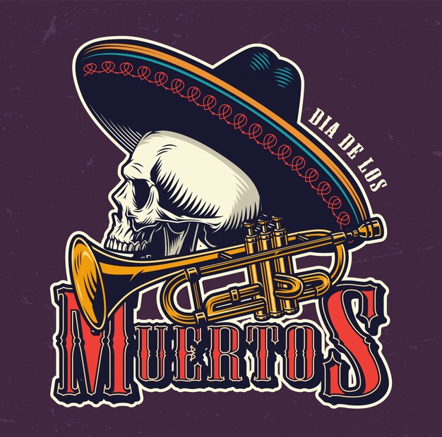 Dia De Los Muertos vintage emblem