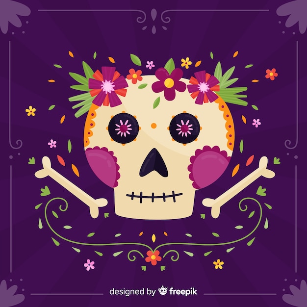 Vettore gratuito dia de muertos design di sfondo