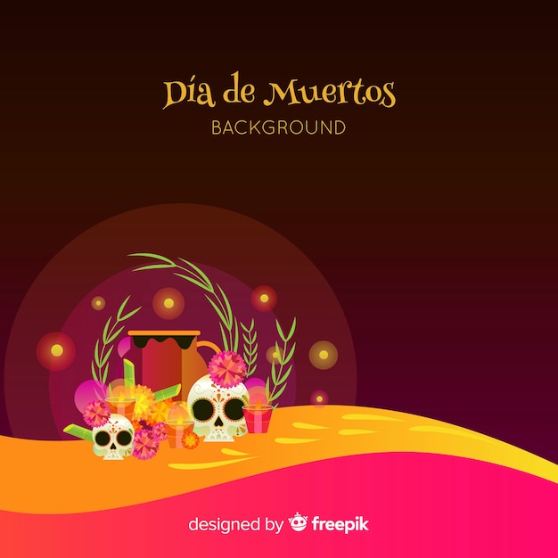 Vettore gratuito dia de muertos design di sfondo