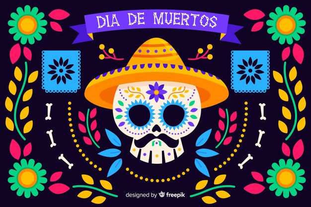 Dia de muertos background in flat design