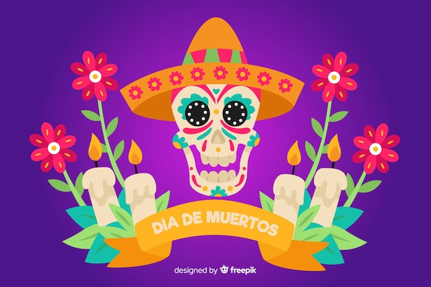 Dia de muertos background in flat design