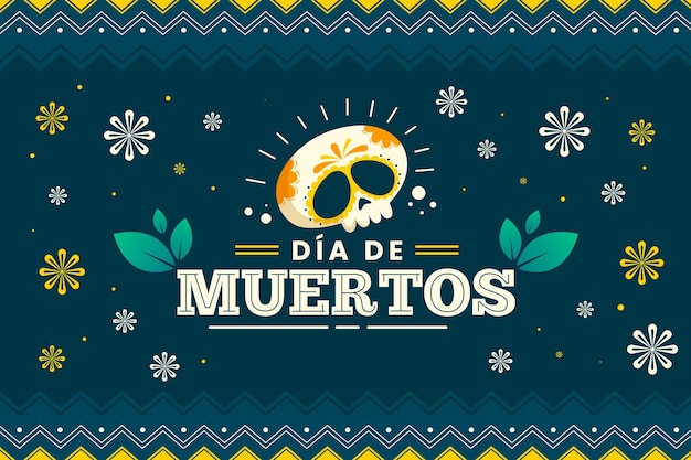 Vettore gratuito sfondo dia de muertos in design piatto