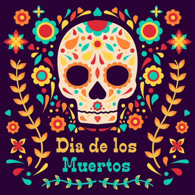 フラットデザインのDia de muertos背景