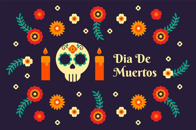 フラットデザインのDia de muertos背景