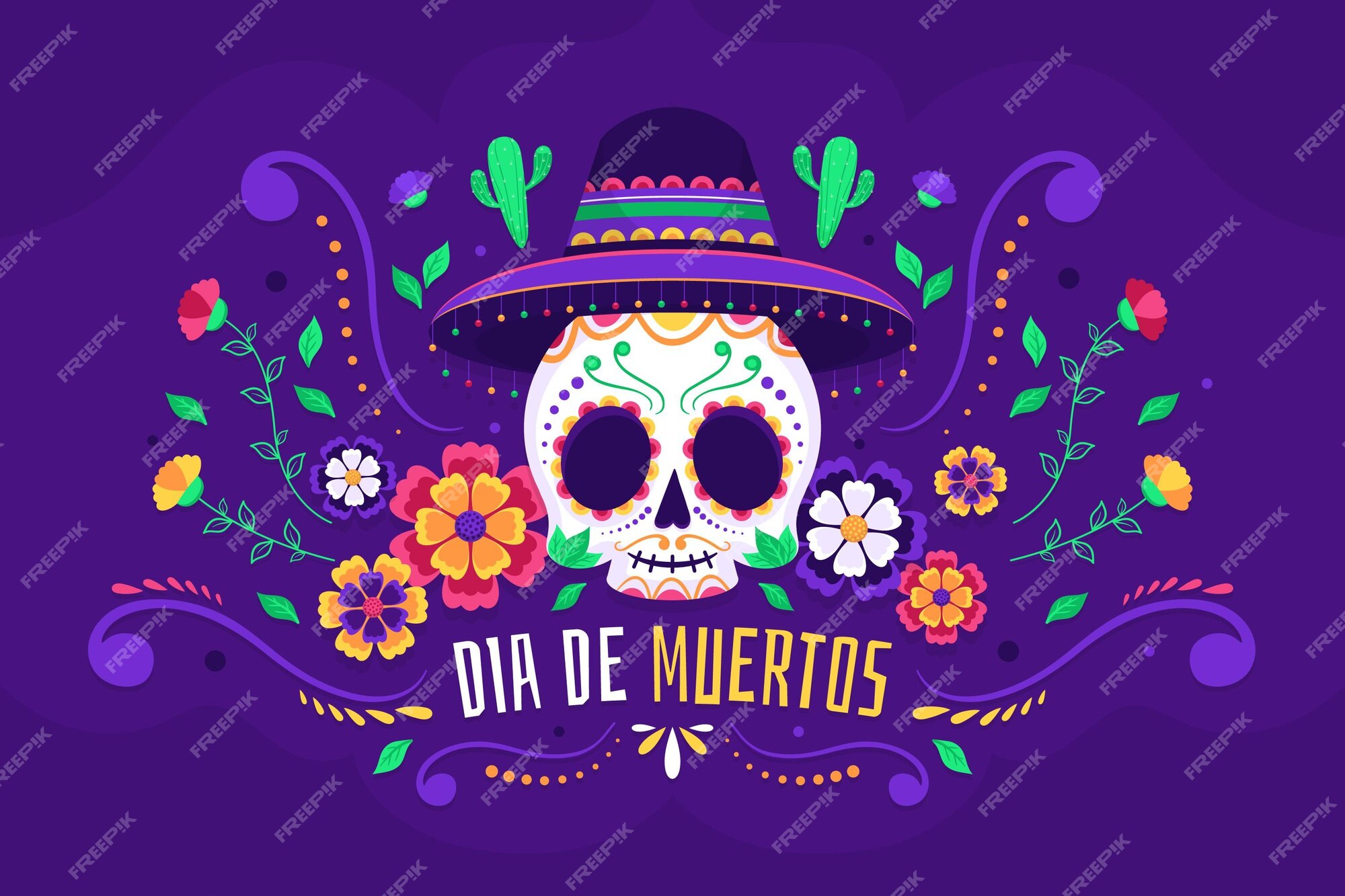 Free Vector | Dia de muertos background in flat design