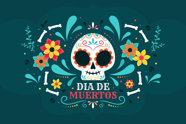 Фон dia de muertos в плоском дизайне